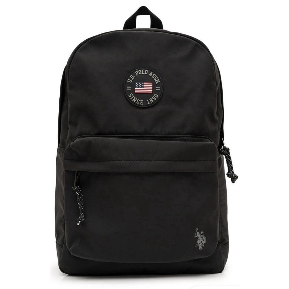U.S. POLO ASSN. Unisex 18" Solid Core Backpack Black Padded Laptop Sleeve
